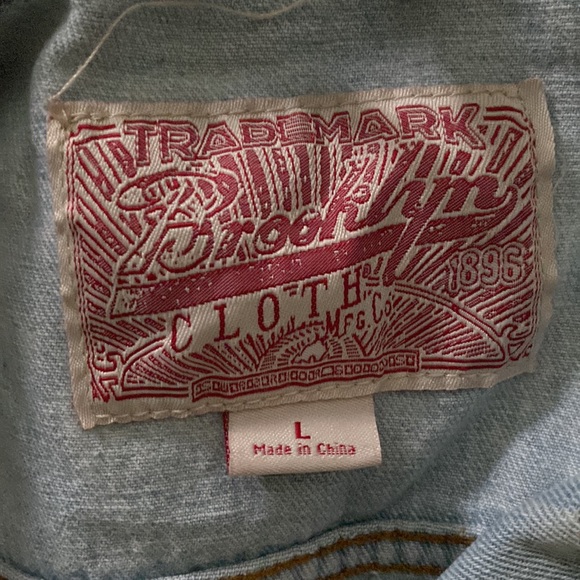 VINTAGE STYLE LIKE NEW BROOKYLN CLOTH JEAN DENIM JACKET MENS SIZE LARGE - Picture 2 of 3